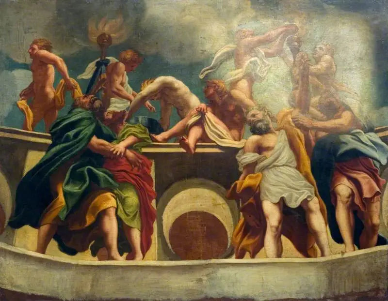 Apóstolos e anjos na Assunção (cópia da afresco da cúpula da catedral de Parma) - Antonio da Correggio