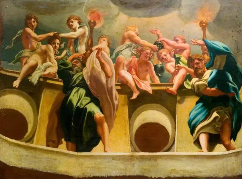 Apóstolos e anjos na Assunção (cópia da afresco da cúpula da catedral de Parma) - Antonio da Correggio