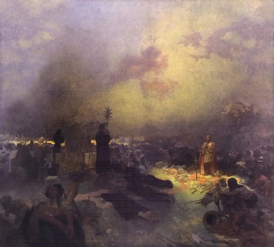 Após a batalha da colina de Vitkov - Alphonse Mucha