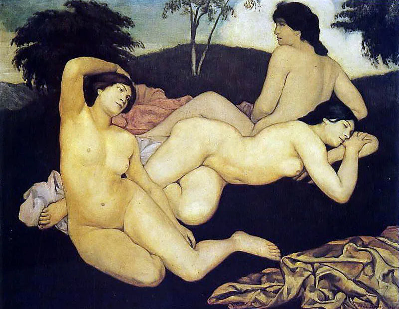 Após o banho, as ninfas - Émile Bernard