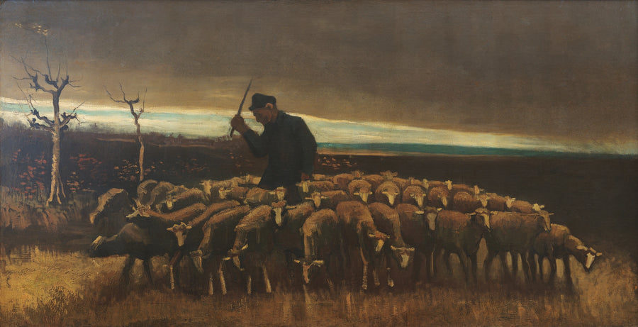 Pastor com um rebanho de ovelhas - Vincent van Gogh