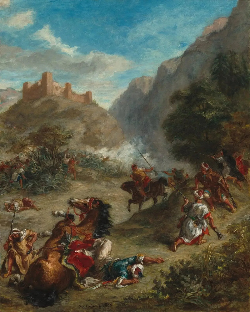 Arabescos de escaramuças nas montanhas - Eugène Delacroix