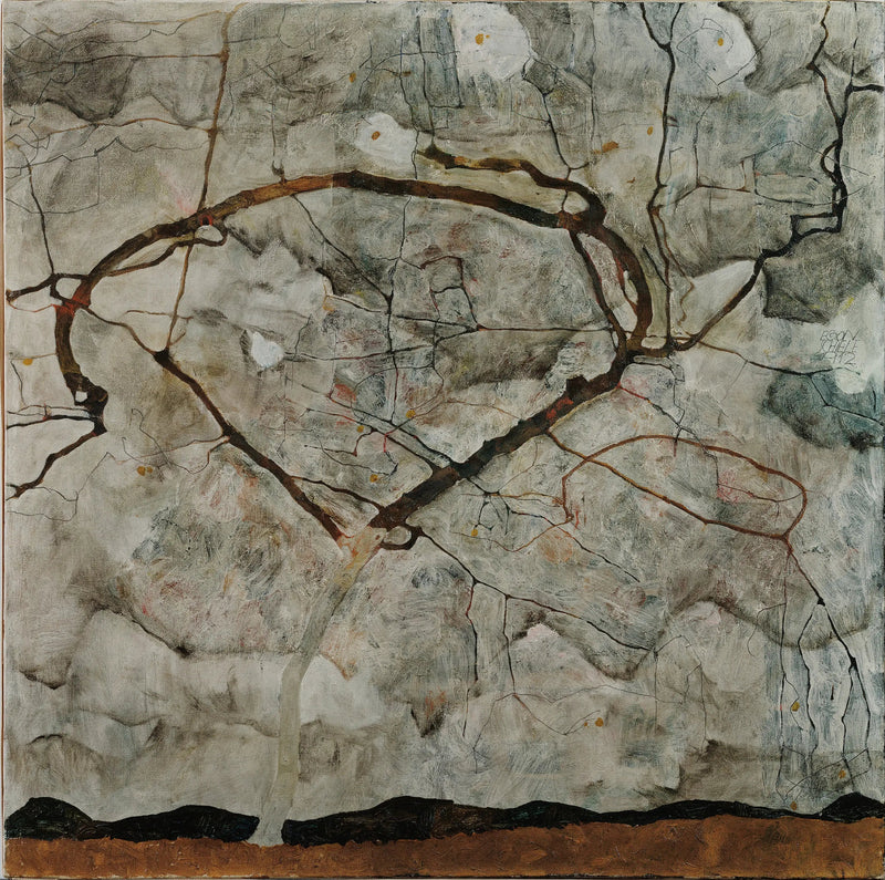 Árvore de outono no ar agitado (árvore de inverno) - Egon Schiele