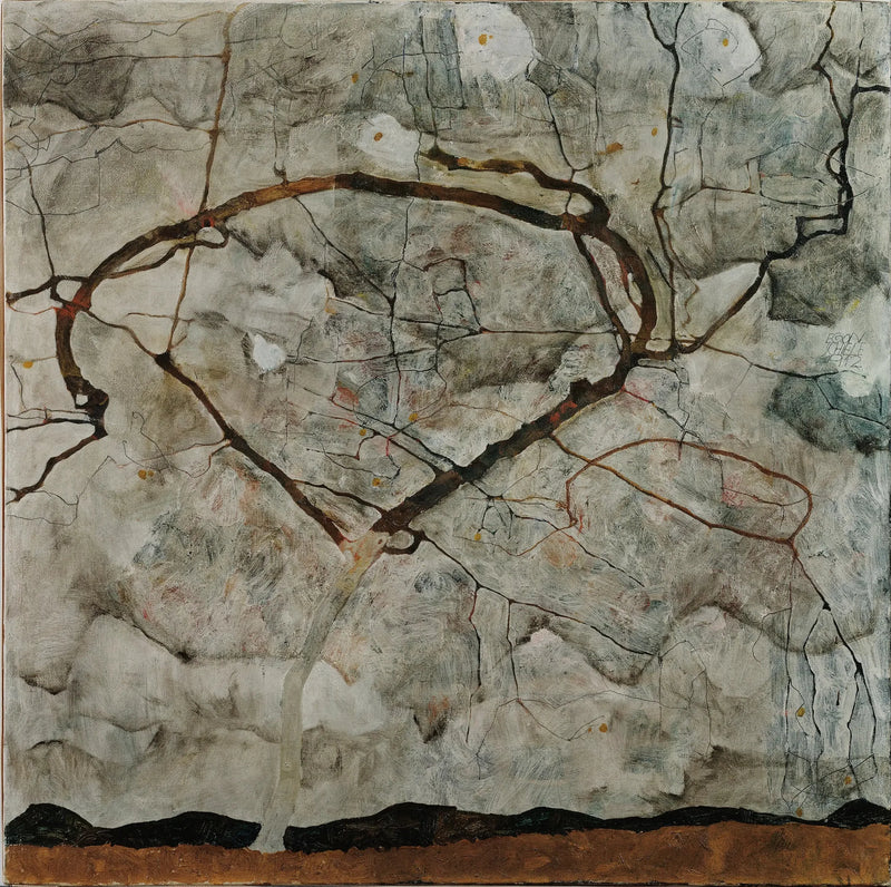 Árvore de outono no ar agitado (árvore de inverno) - Egon Schiele