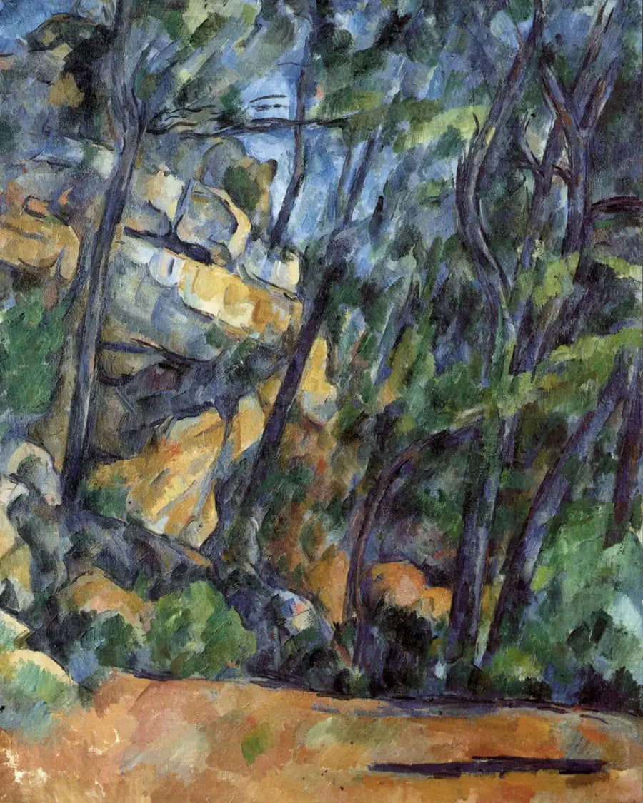 Árvores e rochas no parque do Castelo Negro - Paul Cézanne