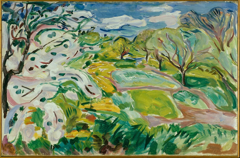 Árvores frutíferas em flor ao vento - Edvard Munch