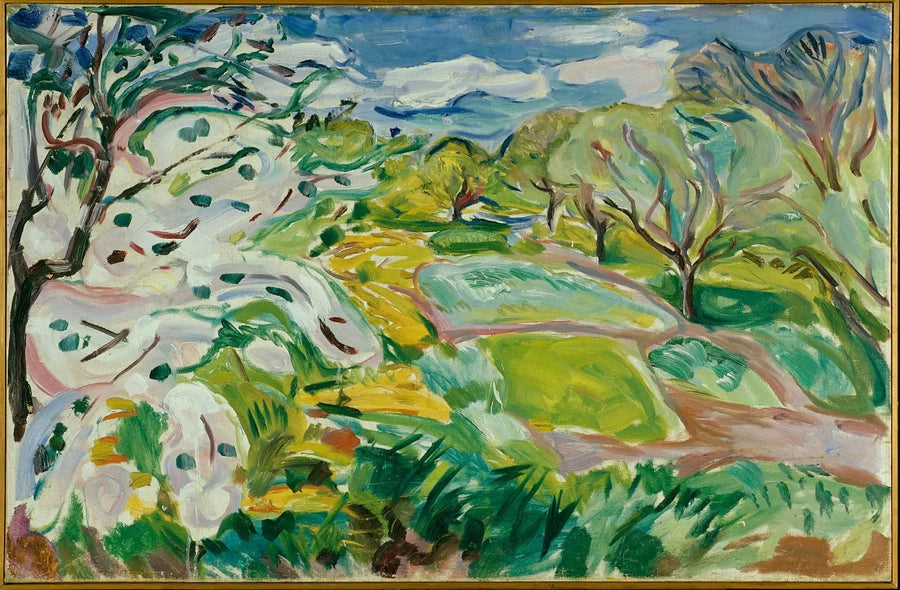 Árvores frutíferas em flor ao vento - Edvard Munch