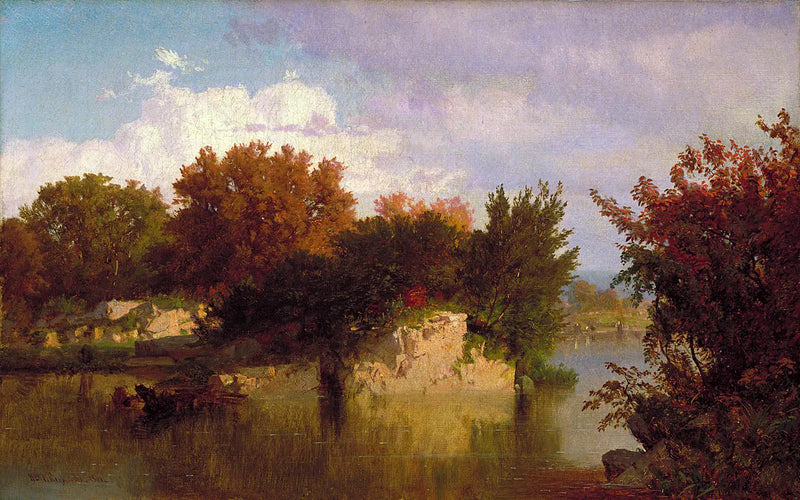 Árvores ao longo do riacho no outono - William Trost Richards