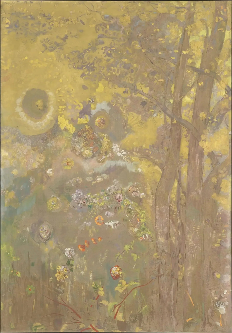 Árvores sobre um fundo amarelo - Odilon Redon
