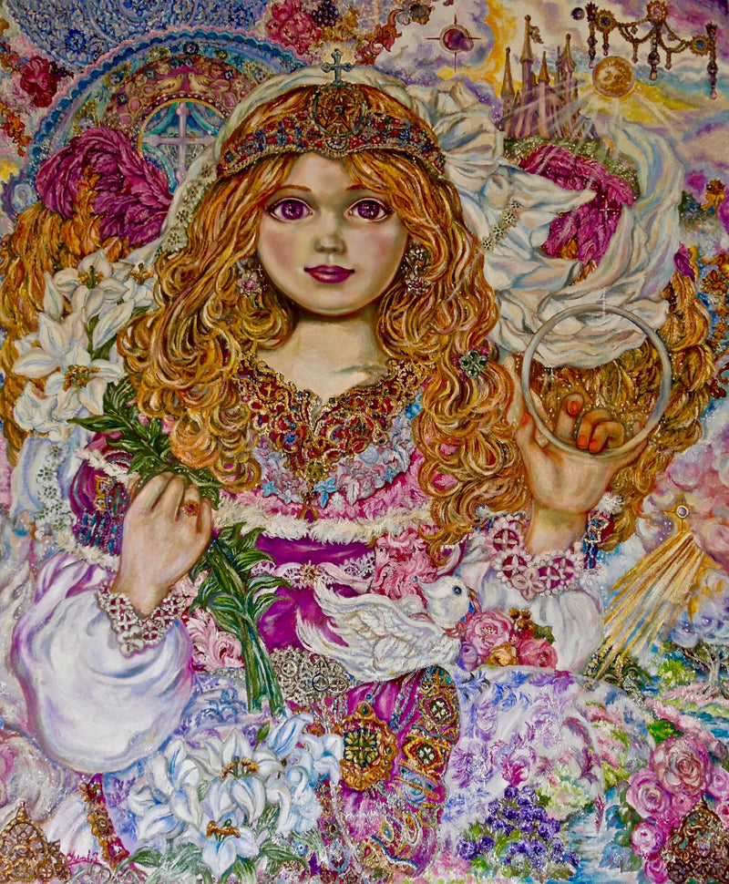 Arcanjo Gabriel segurando uma flor de lírio - Yumi Sugai