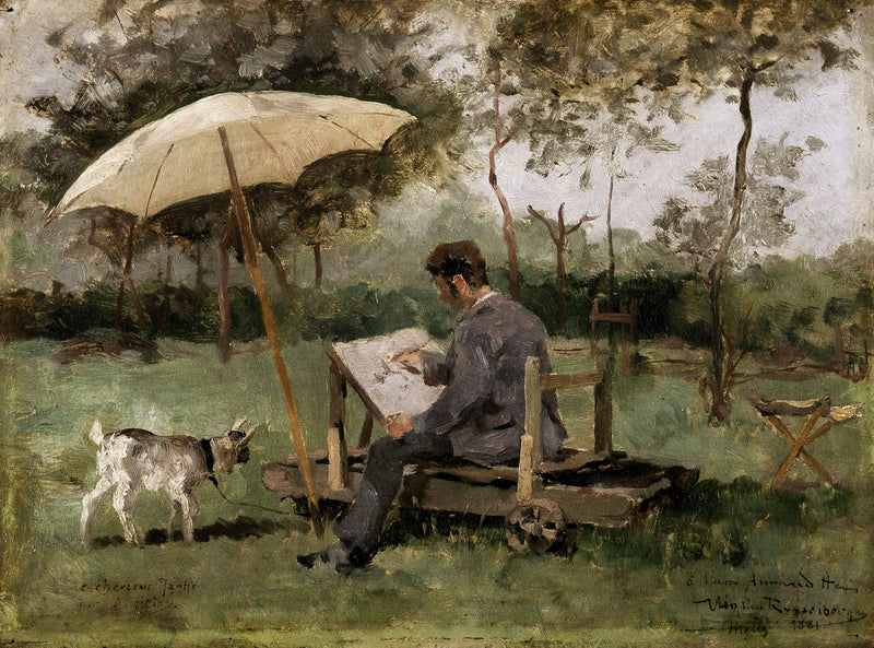 Armand Heins pintando ao ar livre - Théo van Rysselberghe