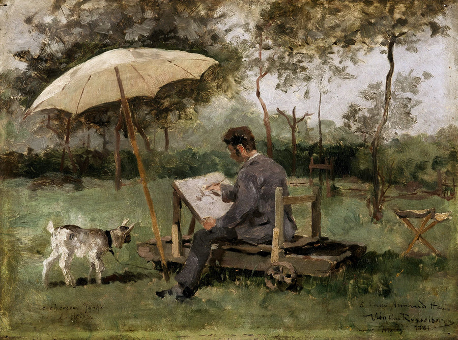 Armand Heins pintando ao ar livre - Théo van Rysselberghe