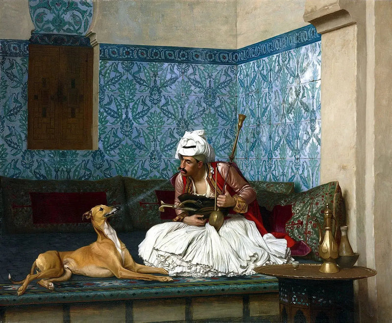 Arnaut sopra fumaça no nariz de seu cachorro - Jean-Léon Gérôme