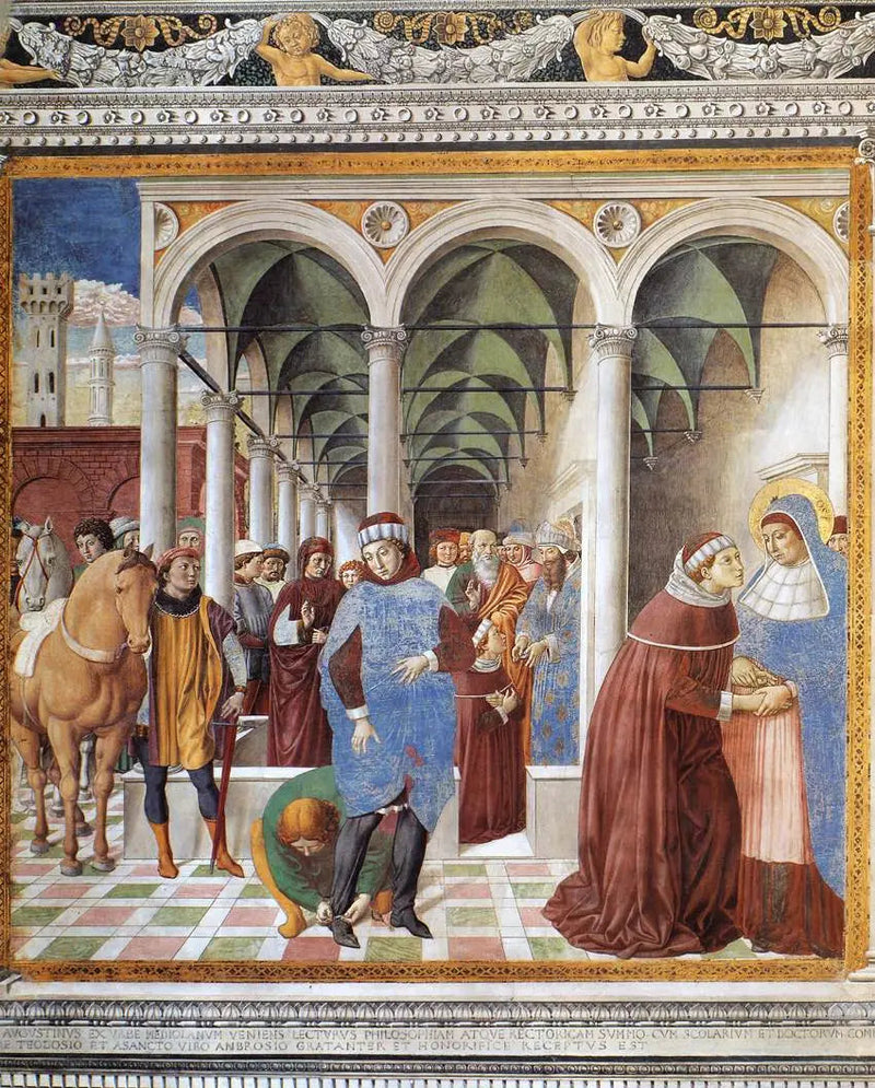 Chegada de Santo Agostinho a Milão (Cena 8, parede norte) - Benozzo Gozzoli