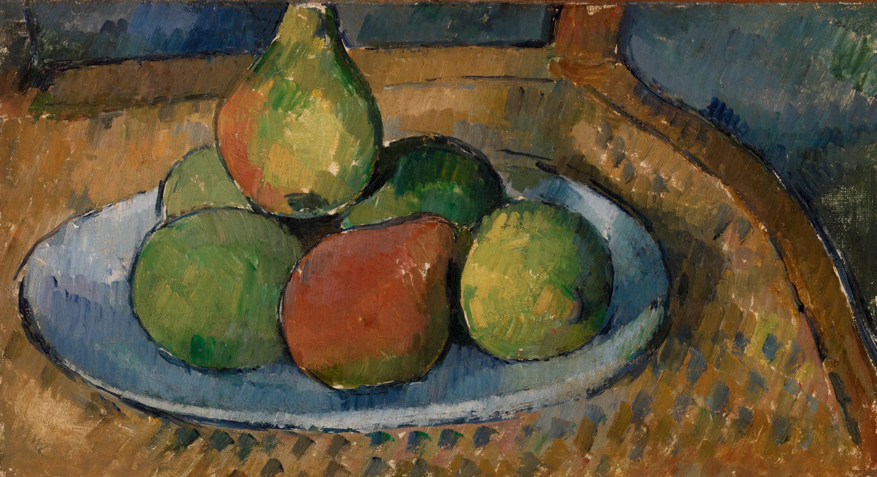 Reproduction du tableau « Assiette de fruits sur une chaise - Paul Cézanne » par Alpha Reproduction en peinture à l’huile
