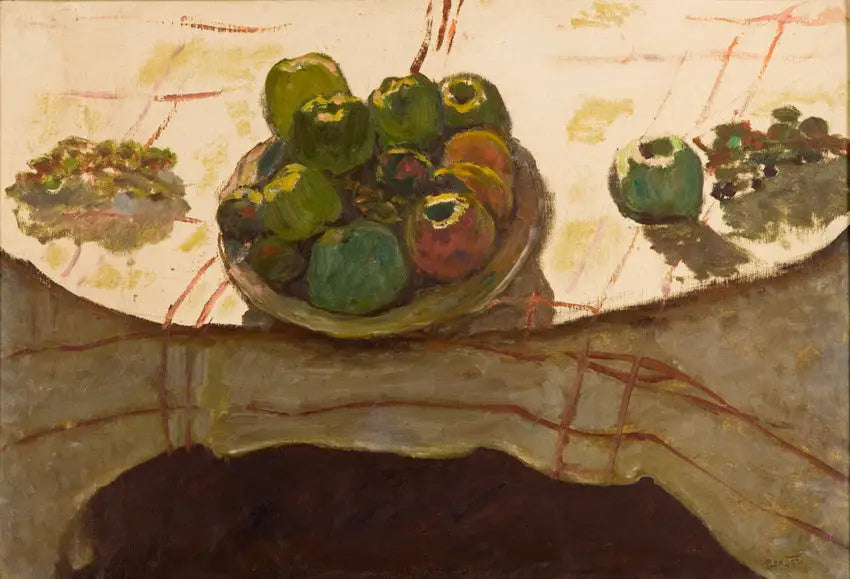 Prato de maçãs sobre uma mesa - Pierre Bonnard
