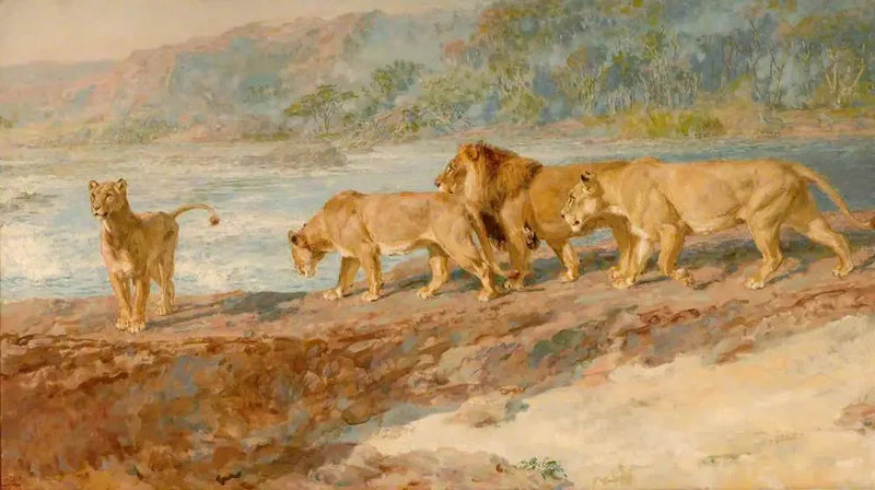 À beira de um rio africano - Briton Rivière