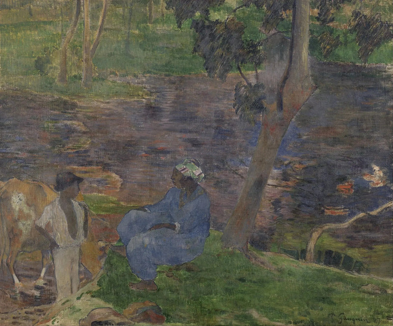 À beira do rio - Paul Gauguin