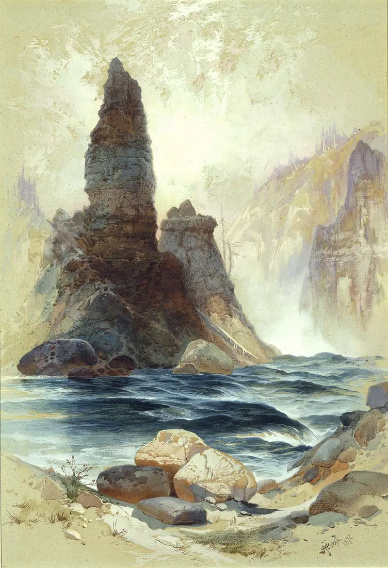 Acima das Cataratas Tower, Yellowstone - Thomas Moran
