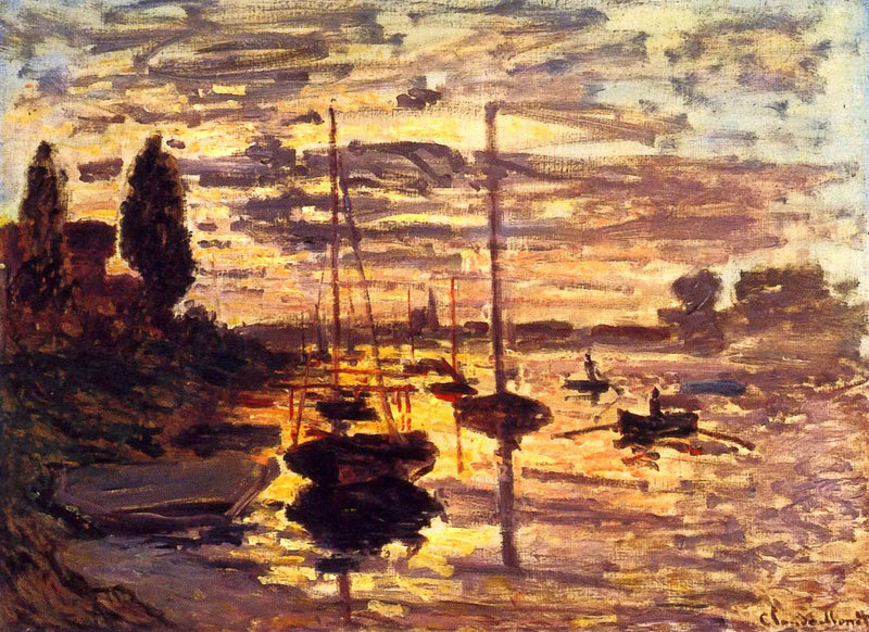 Em Petit-Gennevilliers, pôr do sol - Claude Monet