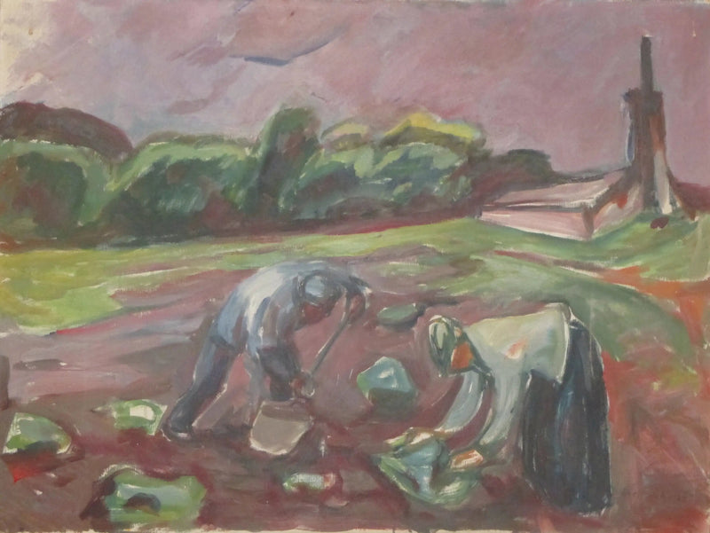 No trabalho perto da estufa - Edvard Munch