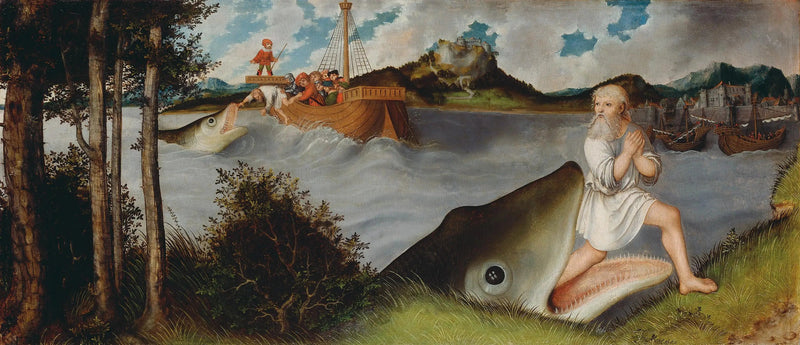 Autel de la Madeleine : Jonas e a baleia [prédelle] - Lucas Cranach, o Velho
