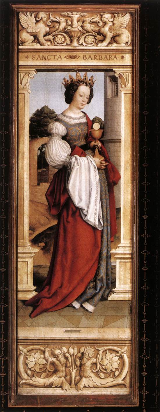 Autel de Saint Sébastien : Sainte Barbe - Hans Holbein o Velho