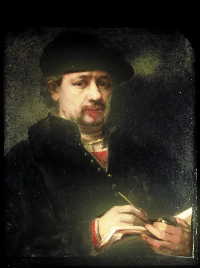 (Auto)Retrato de Rembrandt com um caderno de esboços - Rembrandt