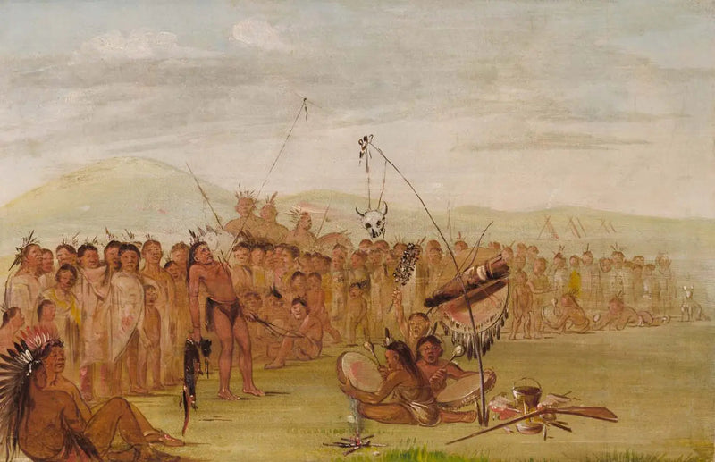 Auto-tortura durante uma cerimônia religiosa Sioux - George Catlin