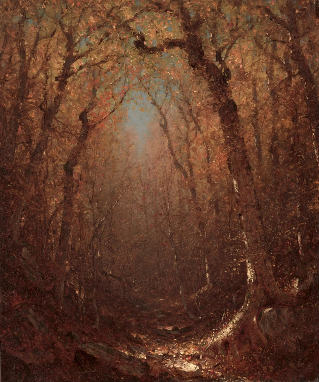 Outono, um caminho de madeira - Sanford Robinson Gifford