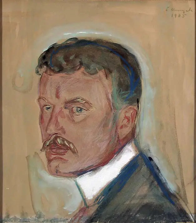 Autorretrato com bigode e colarinho engomado - Edvard Munch
