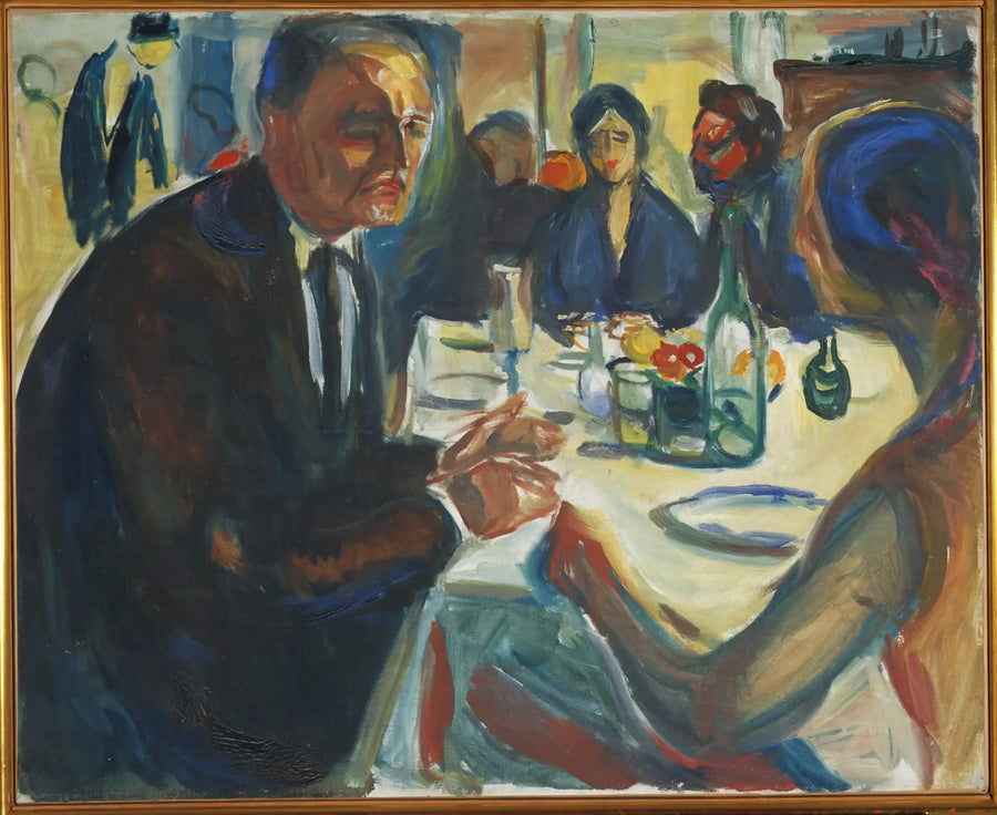 Autorretrato na mesa de casamento - Edvard Munch