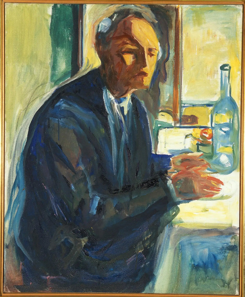 Autorretrato na mesa de casamento - Edvard Munch