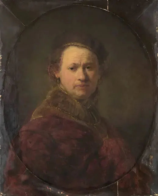 Autorretrato com boina e casaco vermelho - Rembrandt