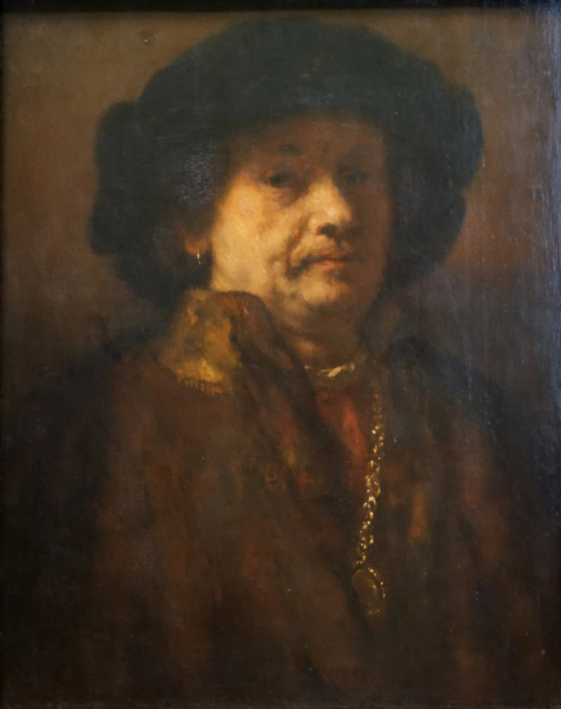 Autorretrato com boina preta e corrente de ouro - Rembrandt