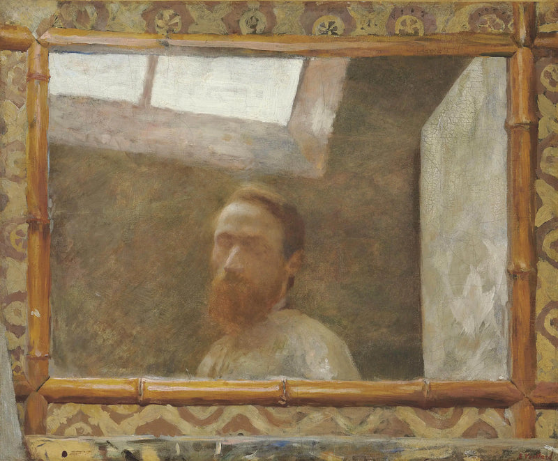 Autorretrato com espelho de bambu - Édouard Vuillard