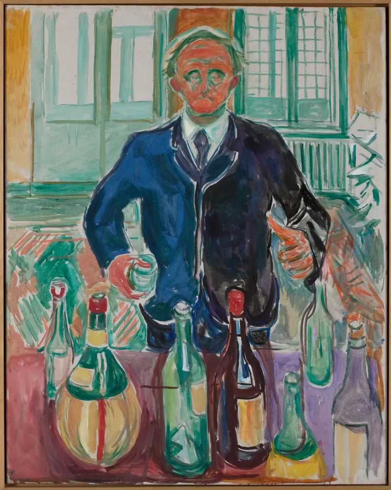 Autorretrato com garrafas - Edvard Munch