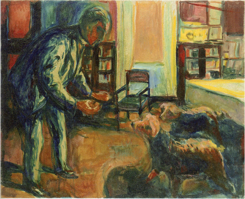 Autorretrato com cães - Edvard Munch