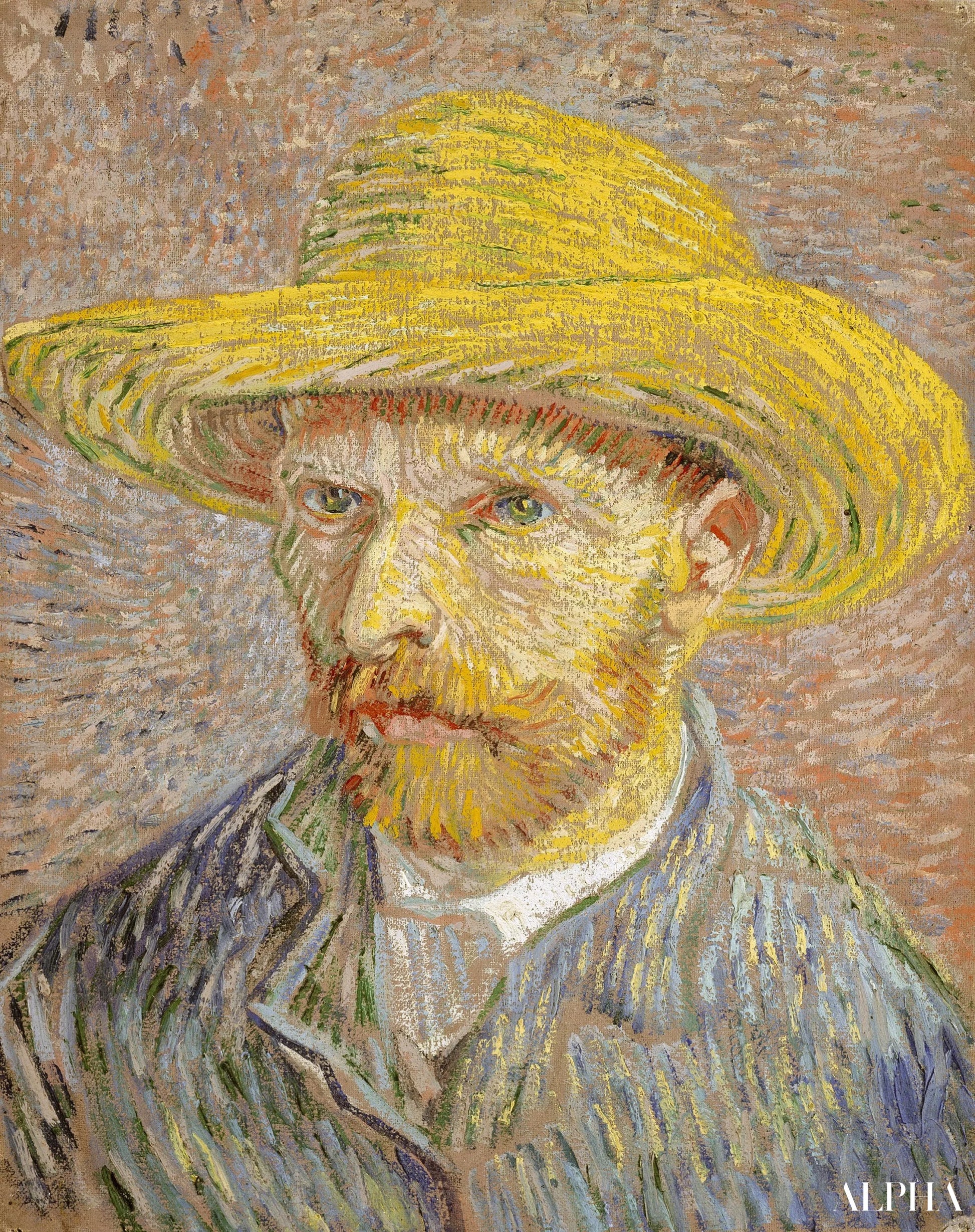Autoportrait avec chapeau de paille de,1887 - Van Gogh - Reproductions de tableaux et peintures haut de gamme