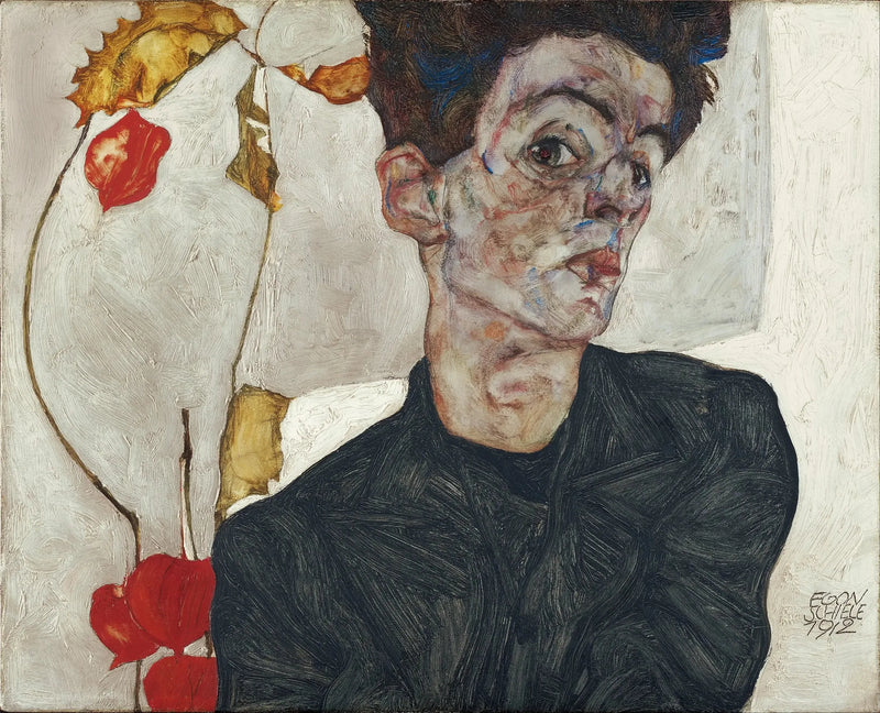 Autorretrato com Physalis - Egon Schiele