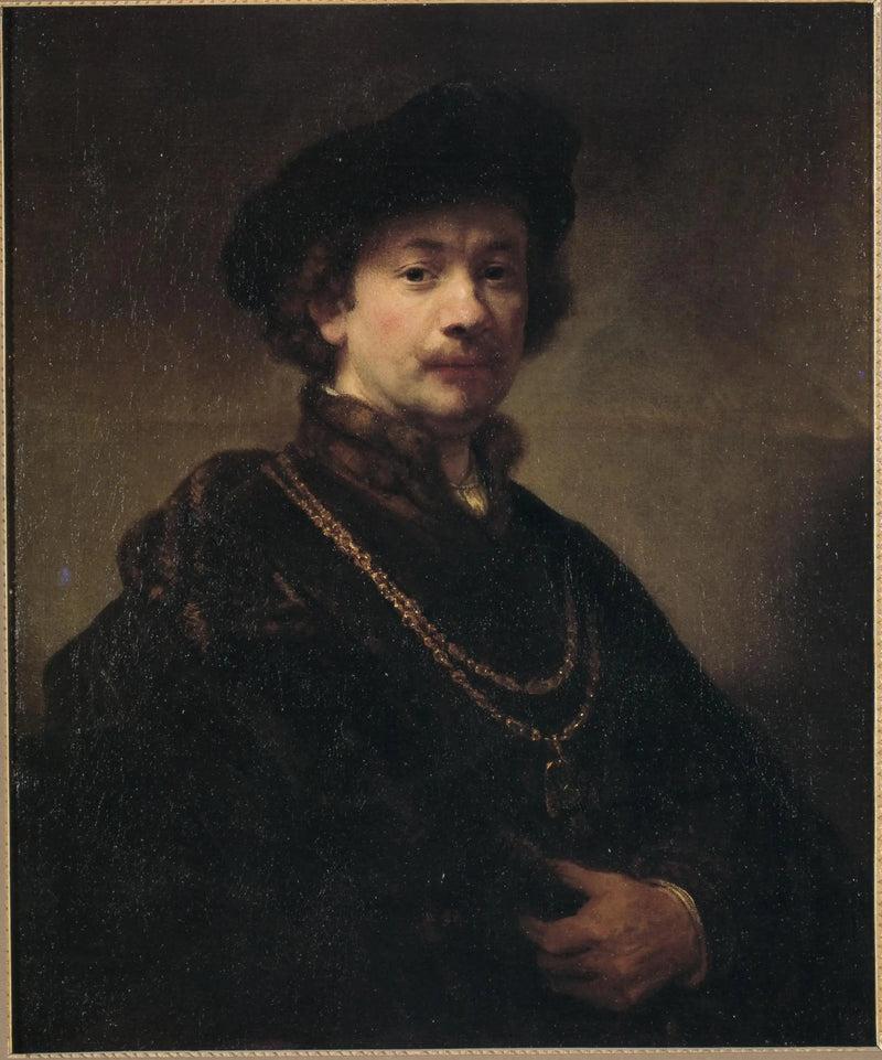 Autorretrato com um boné, uma corrente de ouro e uma medalha - Rembrandt