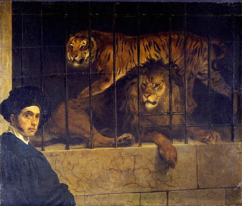 Autorretrato com um tigre e um leão - Francesco Hayez