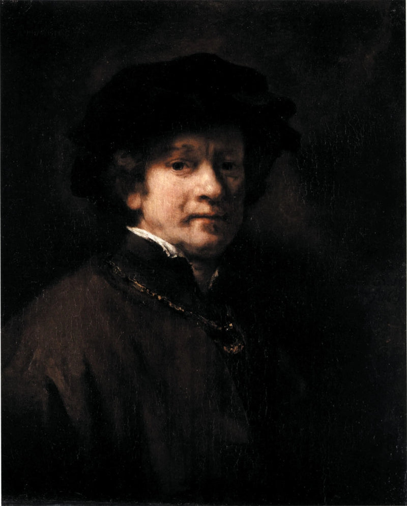 Autorretrato com boina preta e corrente de ouro - Rembrandt