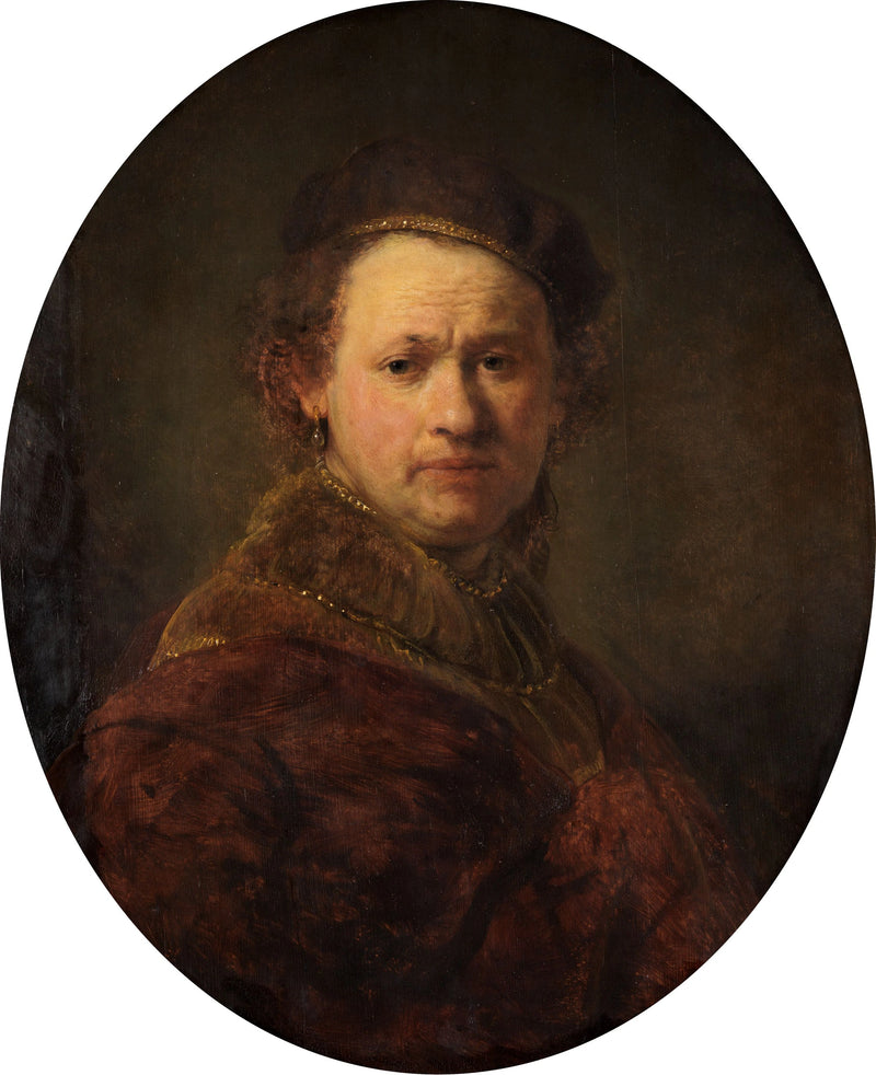 Autorretrato com boina e casaco vermelho - Rembrandt