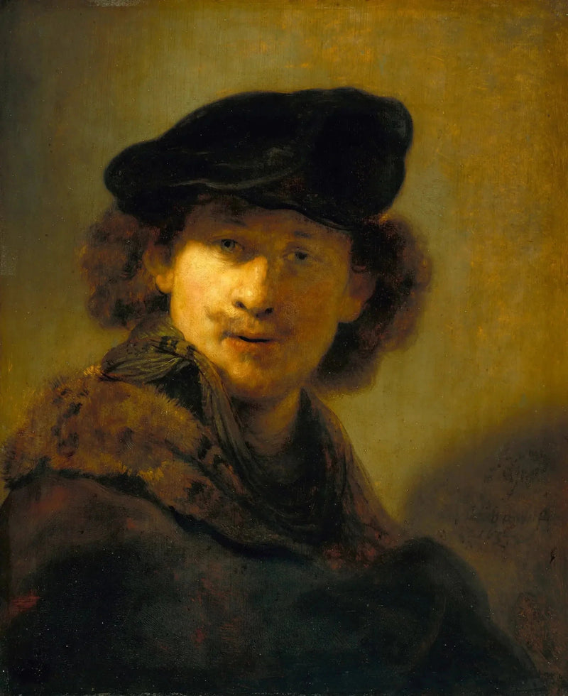 Autorretrato com boina de veludo - Rembrandt