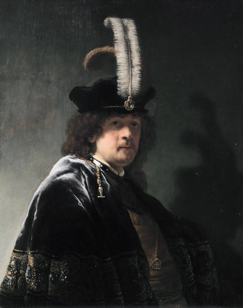 Autorretrato com chapéu de penas - Rembrandt