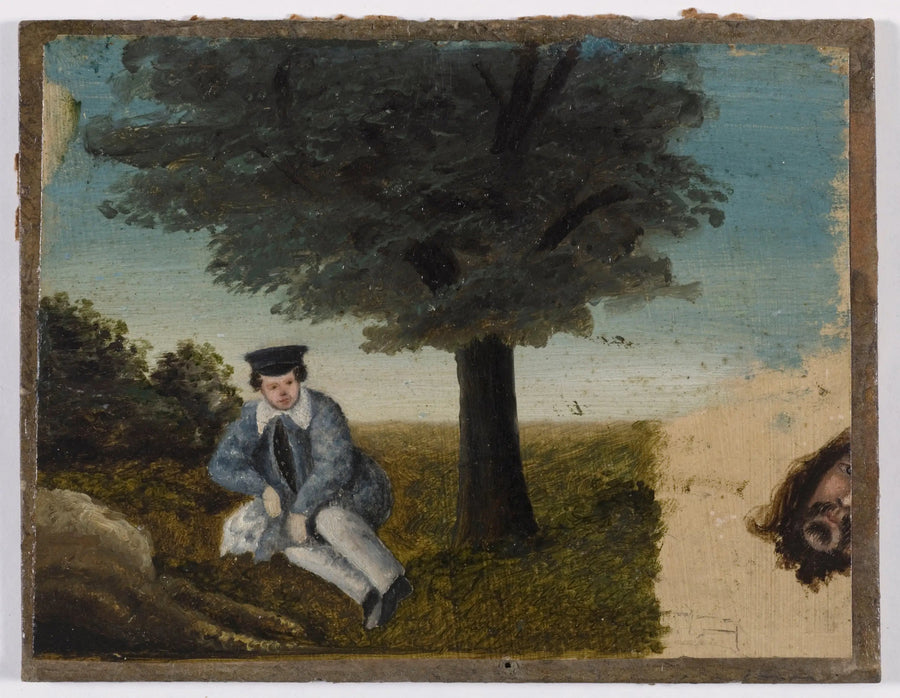 Autorretrato de Gustave Courbet aos quatro anos de idade; fragmento de cabeça barbuda - Gustave Courbet
