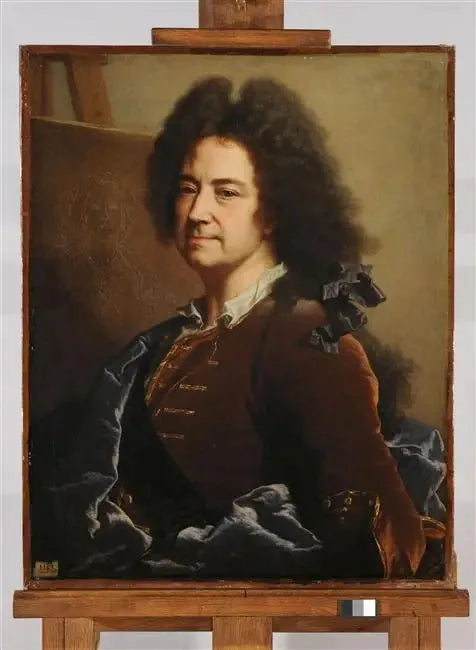 Autorretrato diante do esboço do retrato de Maria Serra - Hyacinthe Rigaud