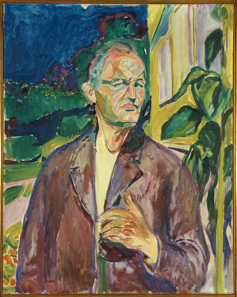 Autorretrato diante da parede da casa - Edvard Munch