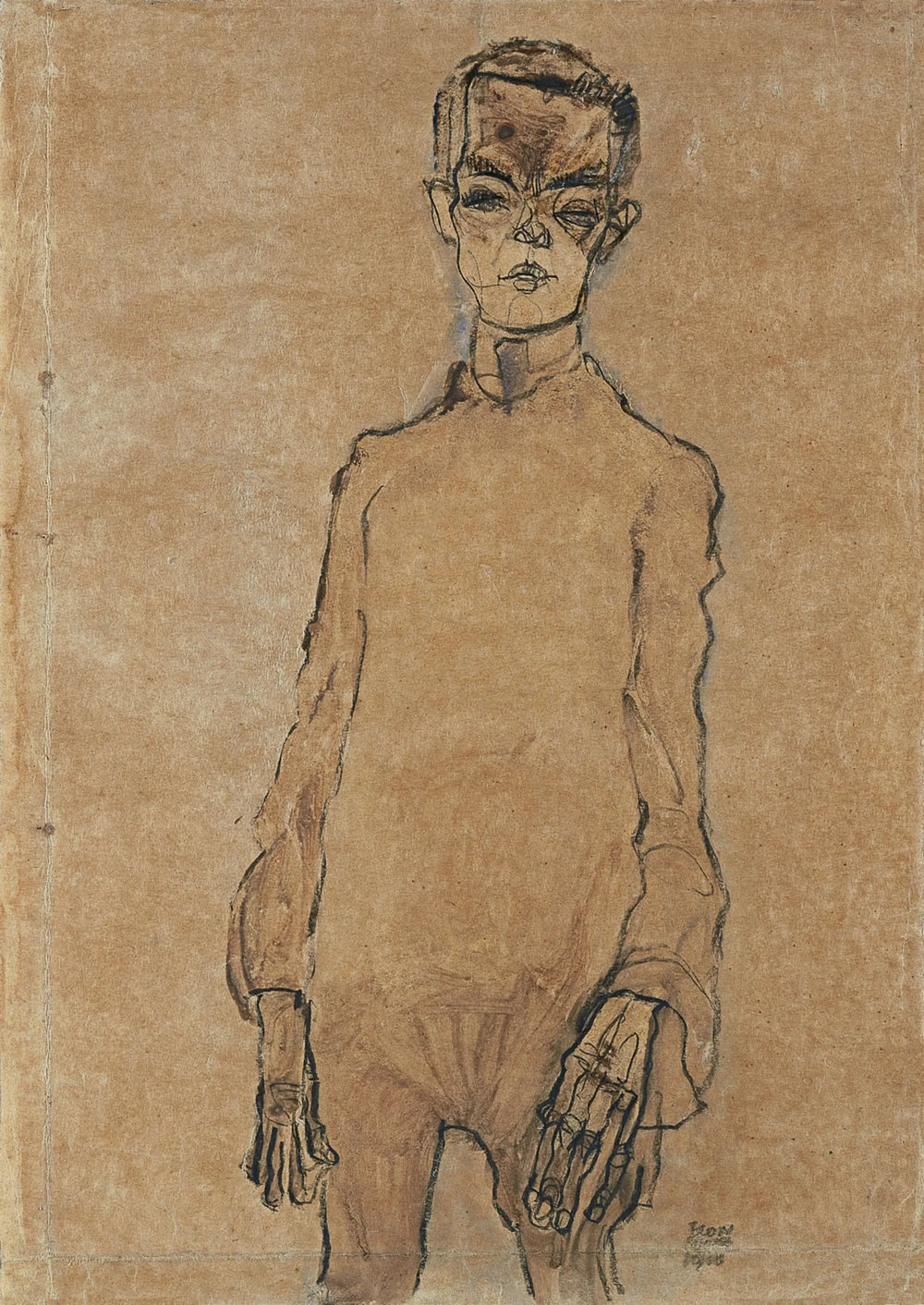 Autoportrait - Egon Schiele image 1 reproduction artisanale de tableau